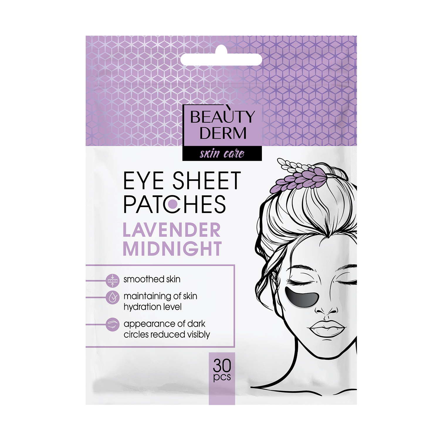 Тканинні патчі для шкіри навколо очей BEAUTYDERM Lavender Midnight, 30 шт